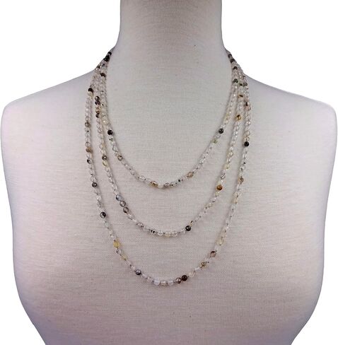 MGR MY GEMS ROCK! Petite Natural Agate Stone Beaded Hand Knotted Light Weight Endless Infinity Long Or Multi-Layer Necklace, 70-Inch Long Approx. in Saudi Arabia