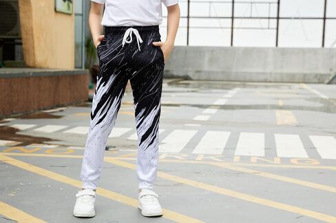 uideazone في سن المراهقة بنين بنات Sweatpants مضحك 3D الرسم الركض السراويل للرياضة الصالة الرياضية حجم عارضة 6-13 سنة in Saudi Arabia