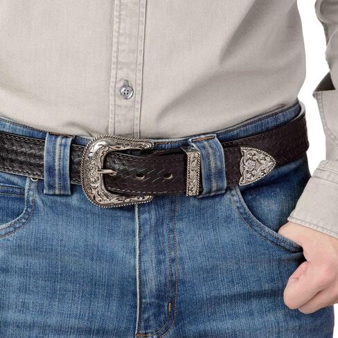 BullhideBelts.com Men's Leather Basket Weave Western Belt, 1.5" Wide in Kuwait