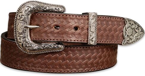 BullhideBelts.com Men's Leather Basket Weave Western Belt, 1.5" Wide in Kuwait