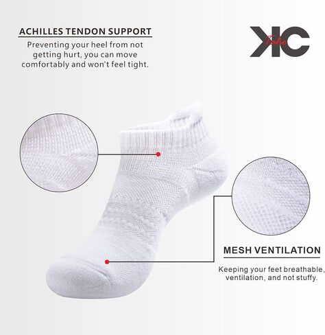KC-TAHO Men's Performance Athletic Running Socks 6/8 Pairs Arch Support Cushioned Cotton Low Cut Sports Ankle Sock in Kuwait