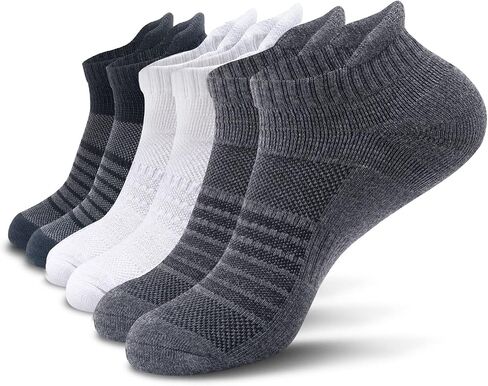 KC-TAHO Men's Performance Athletic Running Socks 6/8 Pairs Arch Support Cushioned Cotton Low Cut Sports Ankle Sock in Kuwait