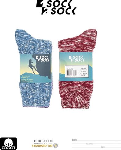 1SOCK2SOCK - Women's Warm Fuzzy Thermal Turkish Cotton Crew Socks - Cold Weather & Hiking in Saudi Arabia