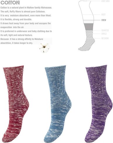 1SOCK2SOCK - Women's Warm Fuzzy Thermal Turkish Cotton Crew Socks - Cold Weather & Hiking in Saudi Arabia