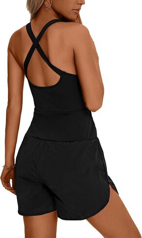 Vrtige Women's Athletic Workout Romper Running Onesie One Piece Jumpsuits Gym Tennis Outfits Activewear in Saudi Arabia