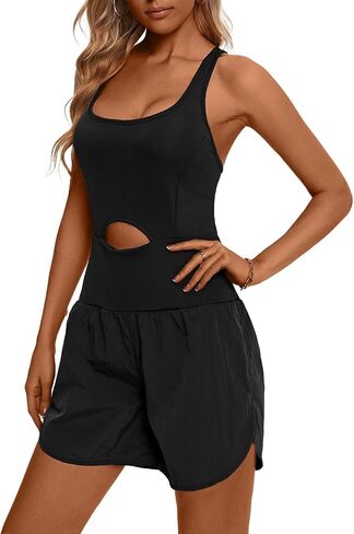 Vrtige Women's Athletic Workout Romper Running Onesie One Piece Jumpsuits Gym Tennis Outfits Activewear in Saudi Arabia