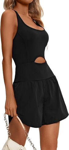 Vrtige Women's Athletic Workout Romper Running Onesie One Piece Jumpsuits Gym Tennis Outfits Activewear in Saudi Arabia