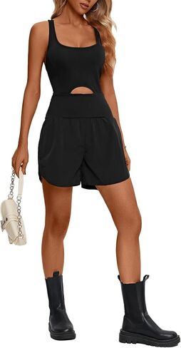Vrtige Women's Athletic Workout Romper Running Onesie One Piece Jumpsuits Gym Tennis Outfits Activewear in Saudi Arabia
