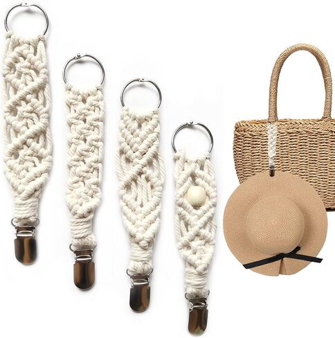 4 Pieces Women Hat Clips for Travel, Knitting Hat Clip for Handbag, Cap Anti-Lost Strap, Outdoor Travel Accessory Chains Hat Companion White, White, 0 in Kuwait