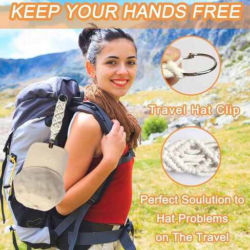 4 Pieces Women Hat Clips for Travel, Knitting Hat Clip for Handbag, Cap Anti-Lost Strap, Outdoor Travel Accessory Chains Hat Companion White, White, 0 in Kuwait