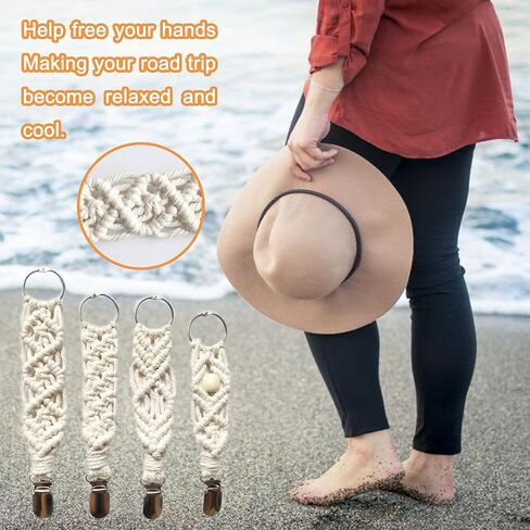 4 Pieces Women Hat Clips for Travel, Knitting Hat Clip for Handbag, Cap Anti-Lost Strap, Outdoor Travel Accessory Chains Hat Companion White, White, 0 in Kuwait