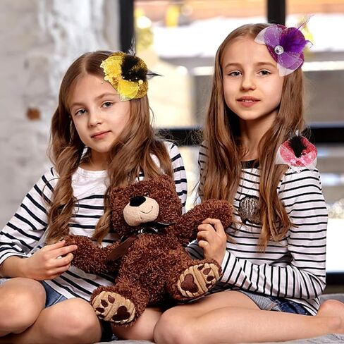 12 Pcs 4 Inch Tea Party Hats Hair Clips Mini Top Hat Fascinators Decorative Feather Mesh Bow Hair Barrette Hair Hairpin for Girls Women Feather Clip Tea Party Hair Accessories in Kuwait