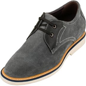 CALTO Men's Invisible Height Increasing Elevator Shoes - Grey/Black Nubuck Leather Lace-up Casual Oxfords - 2.8 Inches Taller - Y42023 in Kuwait