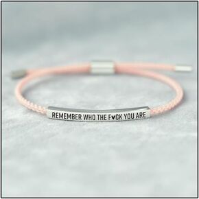 Remember Who The F You Are Tube Bracelet For Women Men, 18k Gold Handmade Trendy Charms Adjustable Stainless Steel inspirational Bangle Bracelet for Teen Girls Cool Jewelry Gifts in Kuwait