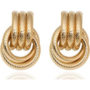 LKingel Gold Chunky Geometric Statement Earrings for Women Gold Hollow Tube Earrings Long Link Dangle Earrings Jewelry Gifts for Women
