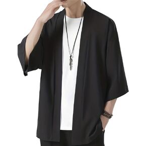 CYNICISM Men's Kimono Harajuku Japanese Style Samurai Suit Yukata Cardigan Jacket in Saudi Arabia