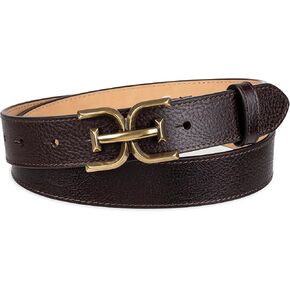 Sam Edelman Women's Slim Stitched Edge Double-e Plaque Buckle Belt in Kuwait