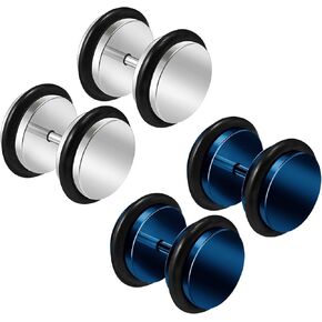 BanaVega 4PCS Anodized Black O-Ring Ear Stretcher Plugs Flesh Earring Lobe Gauge Piercing Jewelry Choose Sizes
