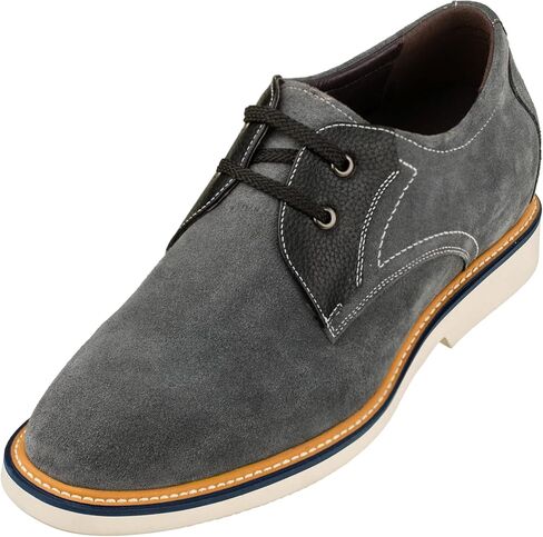 CALTO Men's Invisible Height Increasing Elevator Shoes - Grey/Black Nubuck Leather Lace-up Casual Oxfords - 2.8 Inches Taller - Y42023 in Saudi Arabia