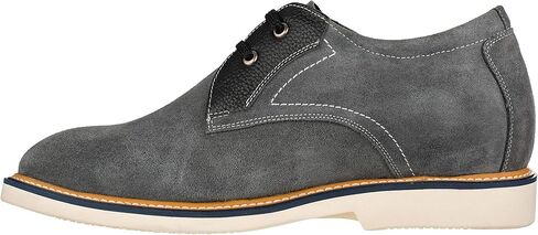 CALTO Men's Invisible Height Increasing Elevator Shoes - Grey/Black Nubuck Leather Lace-up Casual Oxfords - 2.8 Inches Taller - Y42023 in Saudi Arabia