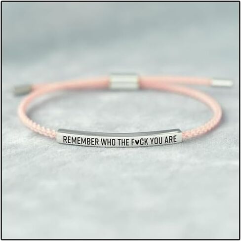 Remember Who The F You Are Tube Bracelet For Women Men, 18k Gold Handmade Trendy Charms Adjustable Stainless Steel inspirational Bangle Bracelet for Teen Girls Cool Jewelry Gifts in Kuwait