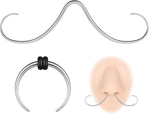 ZS 16G 14G حلقات حاجز الشارب، حلقات حاجز الأنف من الفولاذ المقاوم للصدأ الجاموس حدوة الحصان، مجوهرات ثقب شماعات الشارب in Saudi Arabia