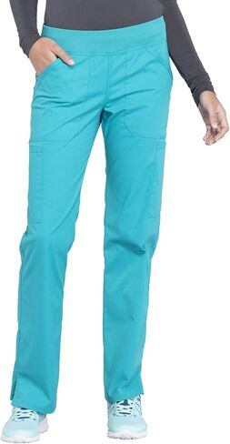 Women Scrubs Set Workwear Professionals WW665 V-Neck Top & WW170 Mid Rise Straight Leg Pull-on Cargo Pant, Teal Blue- S Top/S Pant in Saudi Arabia