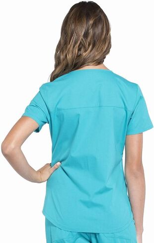Women Scrubs Set Workwear Professionals WW665 V-Neck Top & WW170 Mid Rise Straight Leg Pull-on Cargo Pant, Teal Blue- S Top/S Pant in Saudi Arabia