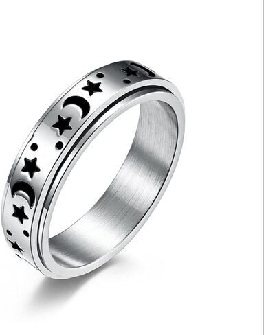 النجوم والقمر للتدوير خاتم التيتانيوم الصلب خاتم الخطوبة الرومانسية اقتراح الزواج in Kuwait