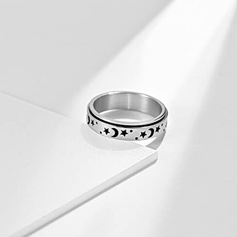 النجوم والقمر للتدوير خاتم التيتانيوم الصلب خاتم الخطوبة الرومانسية اقتراح الزواج in Kuwait