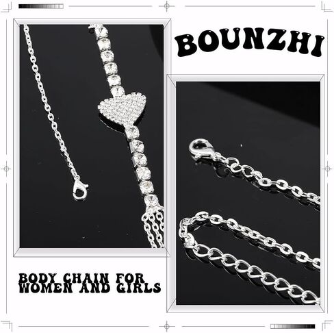 Bounzhi Sexy Rhinestone Body Chain Crossover Bra Crystal Body Jewelry Bikini Beach Body Necklace for Women and Girls in Kuwait