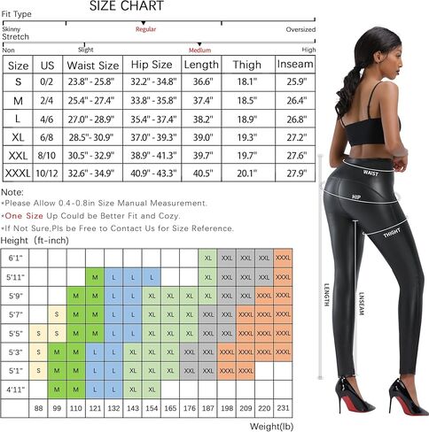 Black Faux Leather Leggings for Women High Waisted Stretch Butt Lift Fleece Lined Pleather Pants in Kuwait