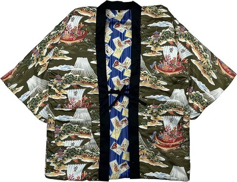 هانتن مملوء بالقطن من Edoten، نمط ياباني، ذو وجهين، قابل للغسيل اليدوي، بوليستر، للرجال، مقاس واحد in Kuwait