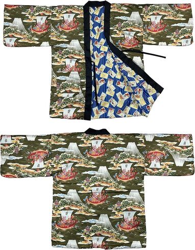 هانتن مملوء بالقطن من Edoten، نمط ياباني، ذو وجهين، قابل للغسيل اليدوي، بوليستر، للرجال، مقاس واحد in Kuwait