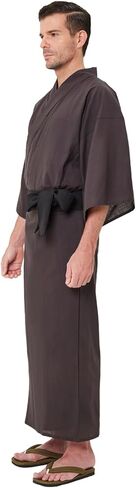 Koremono Mens Solid Brown Yukata, Lightweight Summer Robe, 100% Cotton, Made in Japan in Kuwait