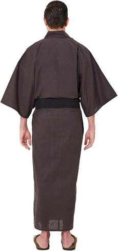 Koremono Mens Solid Brown Yukata, Lightweight Summer Robe, 100% Cotton, Made in Japan in Kuwait