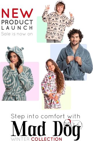 Mad Dog Mens Fleece Sherpa Robe for Men - Fluffy Bathrobe, Lightweight, Full Length Winter Robe, House Coat in Saudi Arabia