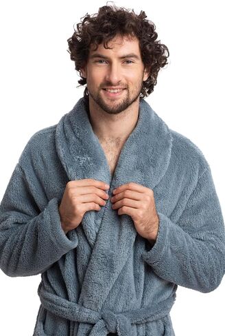 Mad Dog Mens Fleece Sherpa Robe for Men - Fluffy Bathrobe, Lightweight, Full Length Winter Robe, House Coat in Saudi Arabia