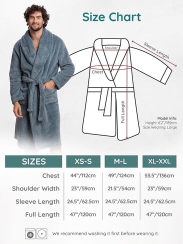 Mad Dog Mens Fleece Sherpa Robe for Men - Fluffy Bathrobe, Lightweight, Full Length Winter Robe, House Coat in Saudi Arabia