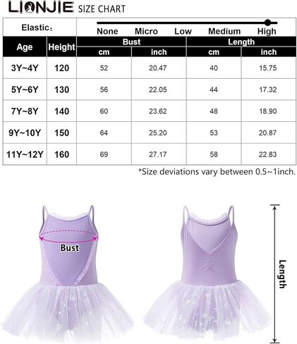 ملابس باليه للفتيات الصغيرات من LIONJIE - حزام بظهر مجوف ملابس راقصة الباليه فستان رقص تنورة توتو للأطفال من سن 3 إلى 12 سنة in Kuwait