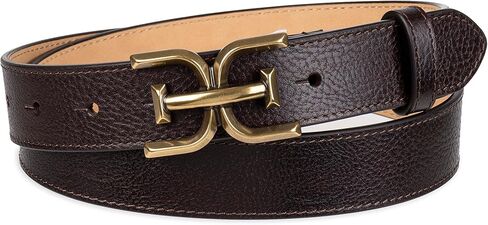 Sam Edelman Women's Slim Stitched Edge Double-e Plaque Buckle Belt in Kuwait