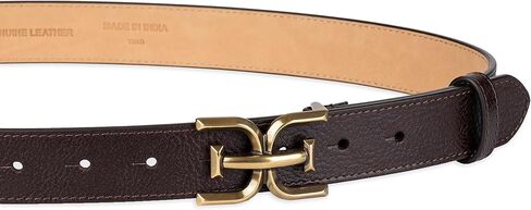 Sam Edelman Women's Slim Stitched Edge Double-e Plaque Buckle Belt in Kuwait
