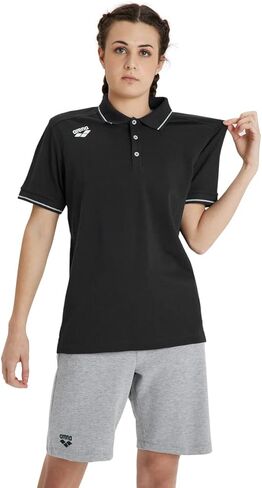 ARENA Unisex Team Solid Polo T-Shirt Short Sleeve Cotton Active Tee Regular Fit Athletic Top Gym Exercise Swimmers Training in Kuwait