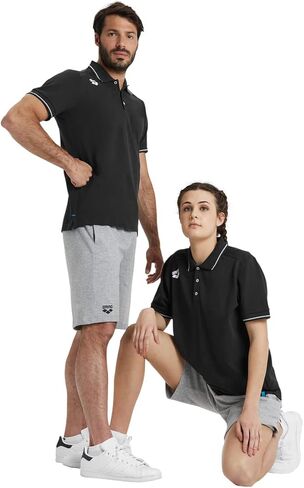 ARENA Unisex Team Solid Polo T-Shirt Short Sleeve Cotton Active Tee Regular Fit Athletic Top Gym Exercise Swimmers Training in Kuwait