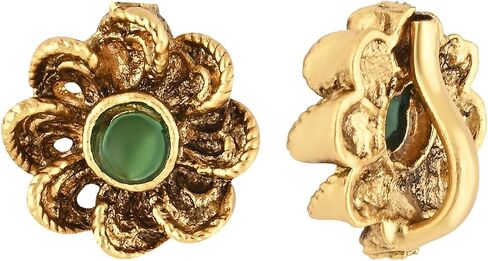I Jewels Gold Plated Ethnic Indian Traditional Bollywood Floral Clip On Nose Cuff/Fake Nose Pin Without Piercing For Women And Teen Girls (NL57G) in Saudi Arabia