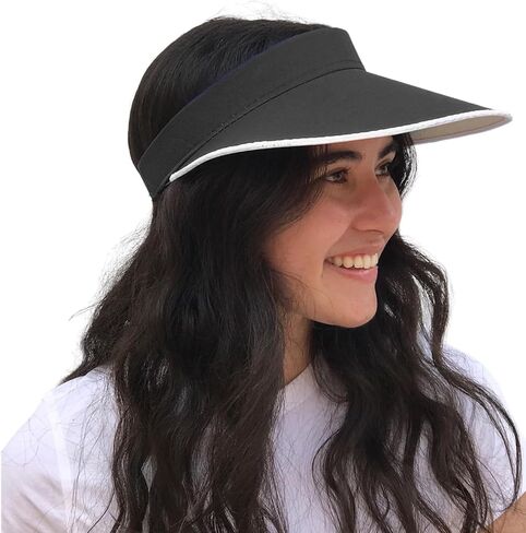 SILVERFEVER Women Wide Brim Visor Hat UV Sunblock Sun Protection Beach Sports Tennis Golf Hats in Saudi Arabia