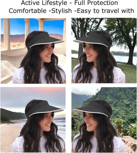SILVERFEVER Women Wide Brim Visor Hat UV Sunblock Sun Protection Beach Sports Tennis Golf Hats in Saudi Arabia