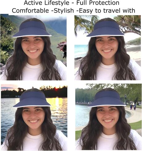 SILVERFEVER Women Wide Brim Visor Hat UV Sunblock Sun Protection Beach Sports Tennis Golf Hats in Saudi Arabia