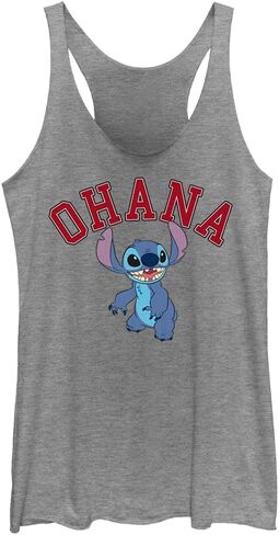 قميص ديزني Lilo & Stitch Ohana Collegiate للسيدات بظهر Racerback، رمادي منقط in Kuwait