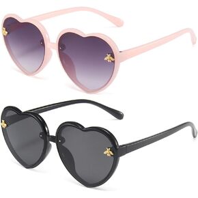 JINHUIBBA نظارات شمسية للأطفال على شكل قلب بإطار نحل لطيف للأعمار من 3 إلى 10 سنوات من الأشعة فوق البنفسجية 400 حماية أنيقة للصيف في الهواء الطلق in Kuwait